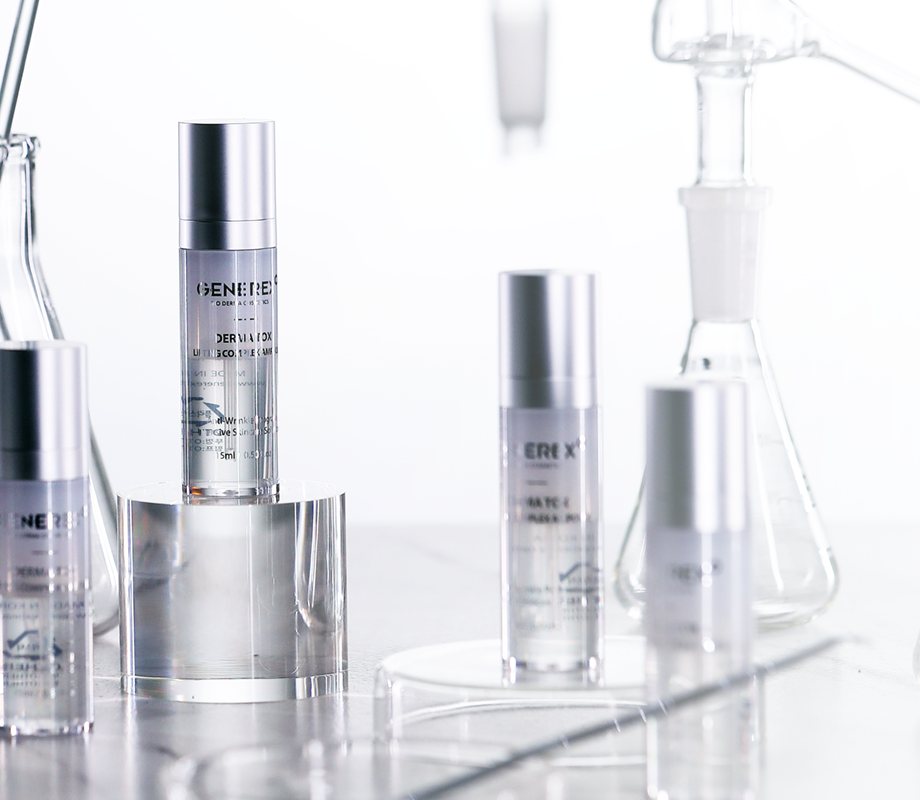 The Generex range on a laboratory bench among glass flasks and beakers